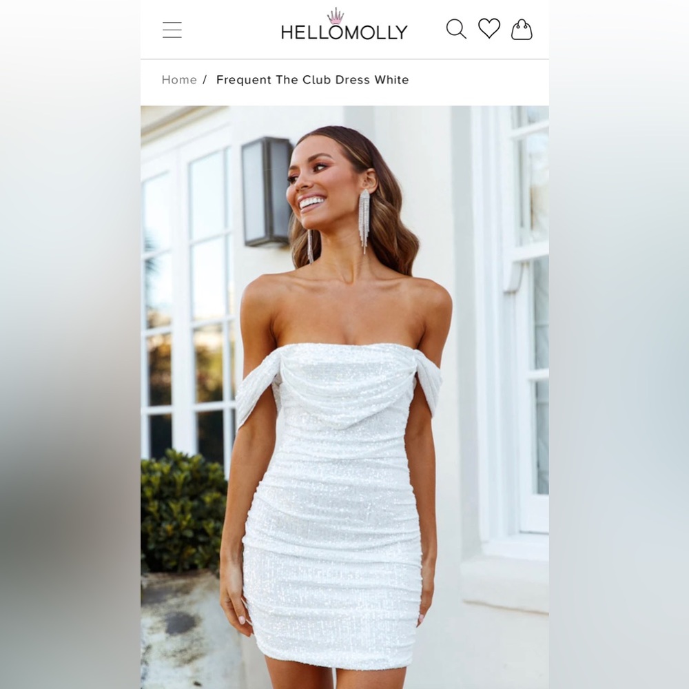 Hello Molly FREQUENT THE CLUB DRESS WHITE glitter sequin